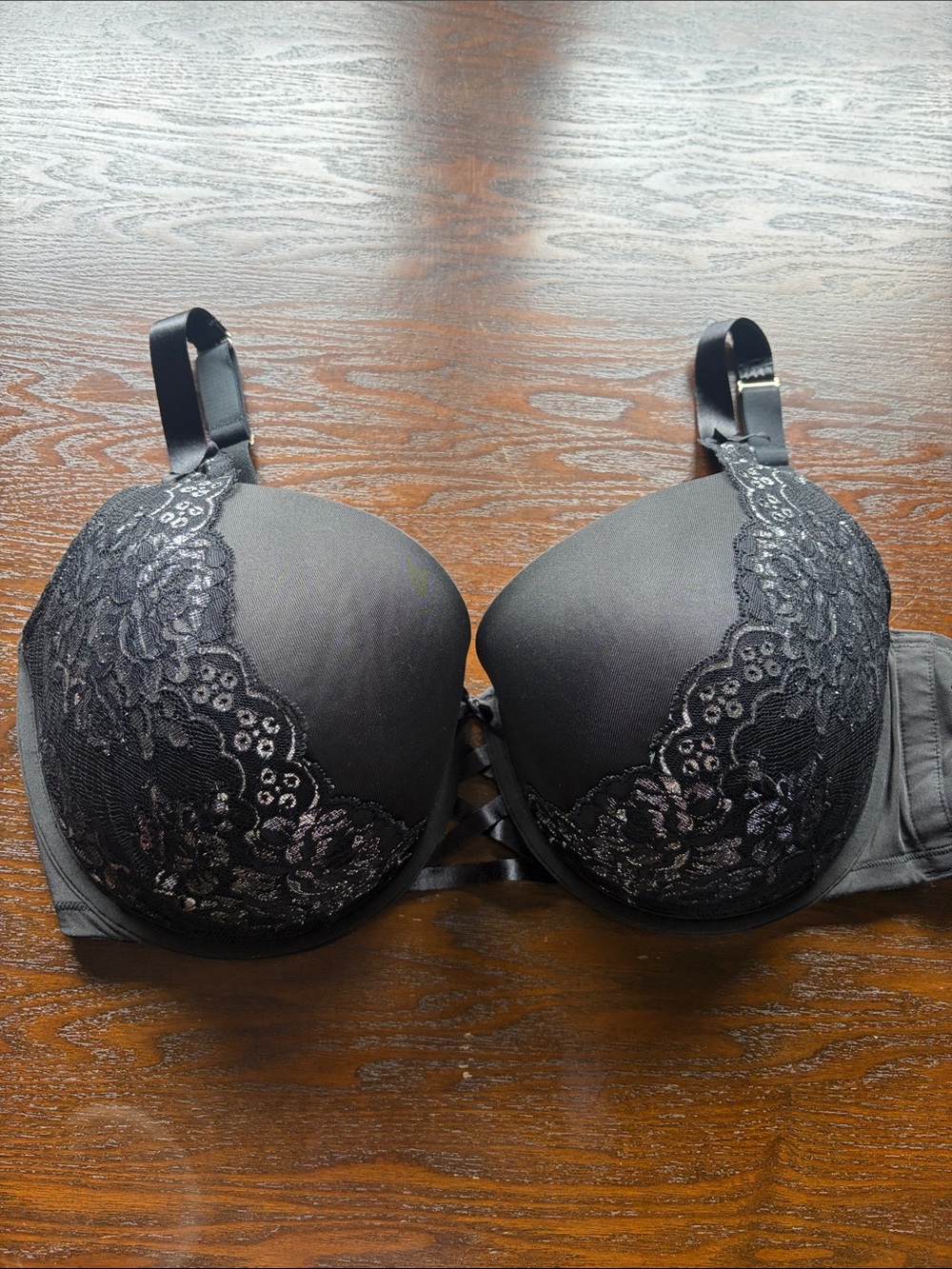 Lane Bryant Cacique Boost Balconette Bra Seriously Sexy black w silver lace 40H